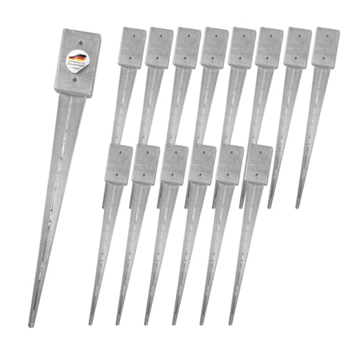 SunnyDeals Einschlaghülsen für Pfosten 9x9 cm | 15er Set Bodeneinschlaganker verzinkt | Einschlaghülsen ca. 91x91x750 mm | Bodenanker für Kantholzpfosten ohne Betonieren von SUNNYDEALS