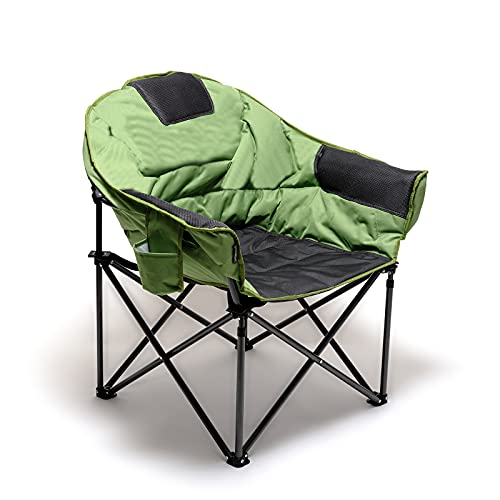 SUNNYFEEL Campingstuhl Faltbar Moon Chair Rund Groß Klappstuhl mit Getränkehalter, Gepolsterter Sitz, Belastbar bis 136 Kg (Grün) von SUNNYFEEL