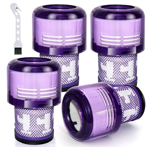 4 Stück Filter für Dyson V11 SV17 SV14 SV22 Absolute Extra Pro Animal Torque Drive Total Clean Staubsauger, V11 Filter Ersatzfilter Zubehör mit 1 Bürste, Ersetzen Sie # 970013-02 & 97001302 von SUNOHE