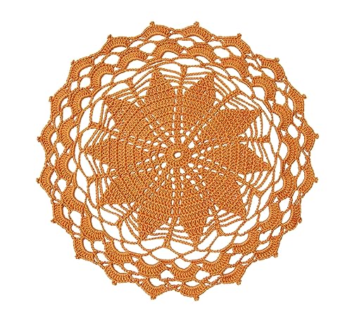 SUNONE11HKA SUNONE11KHA 30,5 cm Spitze Häkeldeckchen Tischset waschbar Küche runde Blätter Dekor Deckchen (Orange, 1) von SUNONE11HKA