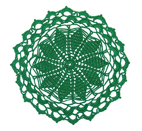SUNONE11KHA 30,5 cm Spitze Häkeldeckchen Tischset waschbar Küche Runde Blätter Dekor Deckchen (grün, 1) von SUNONE11HKA
