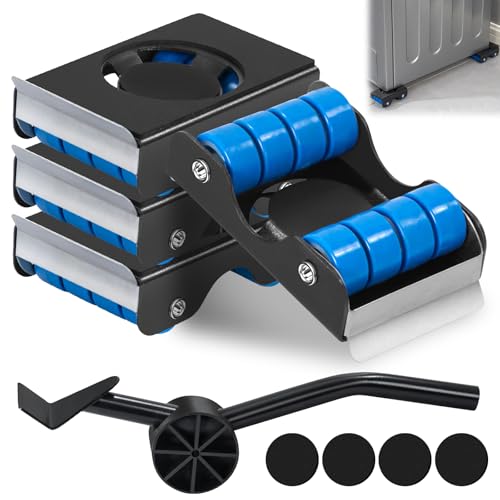 4 Stück Möbelheber Set - Möbelroller mit Bremsen & Drehrädern, Möbel Transportrollen bis 700kg, Professionelle Möbelheber für Umzug & Transport von SUNOYA