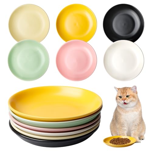 6 Stück Katzennapf Aus Keramik: Robustes Katzen Futternapf Set, Hygienisch Und Rutschfest, Für Kätzchen Und Kurzbeinige Katzen (Weiß, Beige, Rosa, Grün, Gelb, Schwarz) von SUNOYA