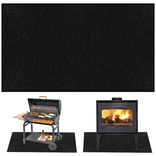 Feuerfeste Unterlage - Feuerschutzmatte 150*100CM， Hitzeschutzmatte Feuerfeste Hitze, Brandschutzmatte, Feuerfeste Matte Bis zu 982 °C, Hitzebeständig für Fireplace Kaffeemaschine Floor Lawn Camping von SUNOYA