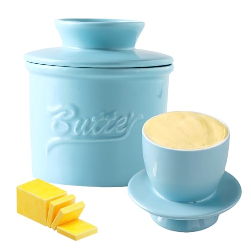 Französische Butterdose, Butterdose Wassergekühlt, Keramik Butterdose Keramik mit Deckel, Französische Butterglocke, Französischer Buttertopf, Keramische Butterglocke für Streichfähige Butter von SUNOYA