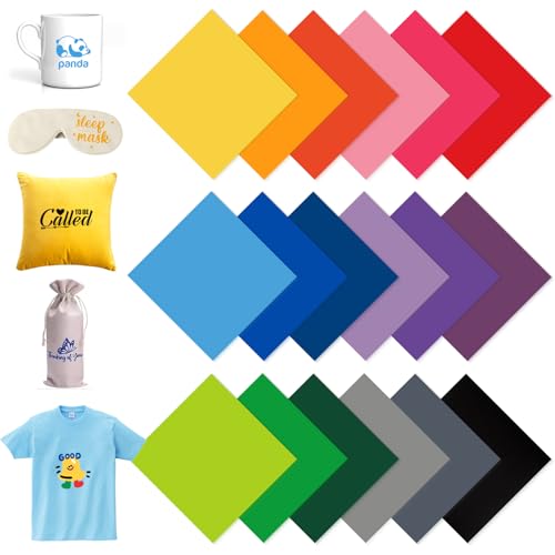 Infusible Transfer Ink Sheets 18 Pieces/Set, Infusible Ink Folie, Fusible Transfer Ink Sheets, Unschmelzbare Transfer-Tintenblätter, Vorgefärbtes Sublimationspapier, Solid Colour, 30.5 x 30.5 cm von SUNOYA