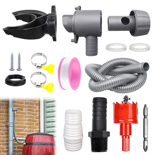 Regenwassersammler, 70-100mm Fallrohr Regensammler, Regentonnen Verbinder Set Mit 1m Schlauch, Regentonnen Anschluss Verbinder Set, Regentonnen Verbindungsset Für Regentonne Wassertanks von SUNOYA