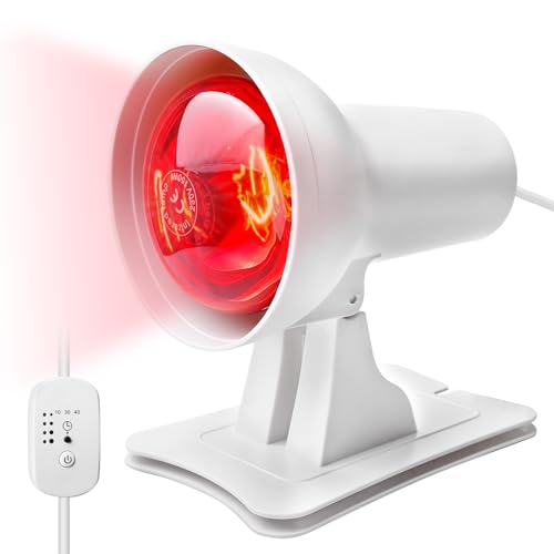 SUNOYA Rotlichtlampe Wärmelampe 150W, Infrarotlampe mit Timer & 4-Stufen Temperaturregelung, Infrarot Rotlichtlampe mit R95 Rotlicht für Muskelentspannung & Durchblutung von SUNOYA
