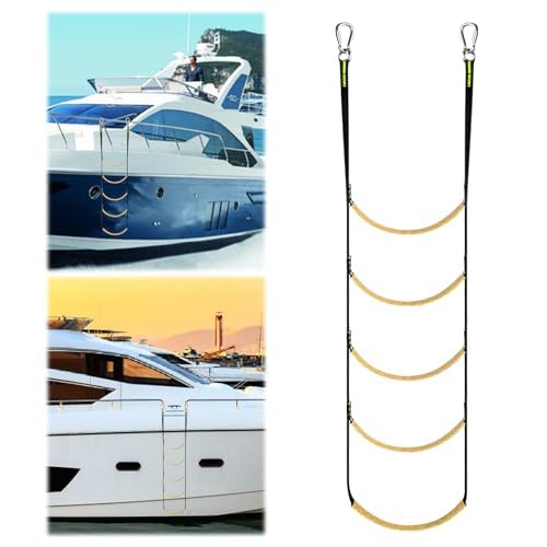 Schlauchboot Leiter, 5 Stufen Strickleiter Badeleiter, Boots-Marine-Strickleiter, Tragbare Assist-Marine-Strickleiter Für Schlauchboot Kajak Motorboot Kanufahren(Grün) von SUNOYA