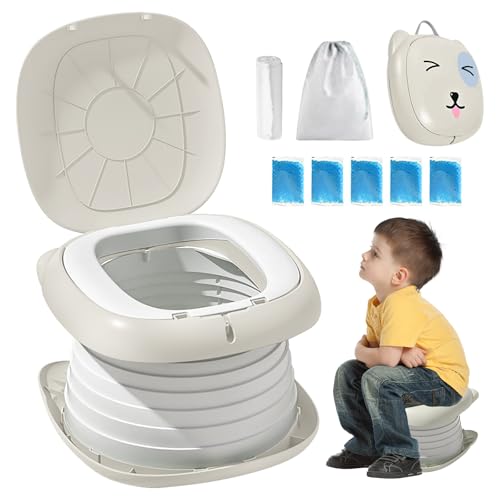 Toilettensitz, Toilettensitz Für Junge und Mädchen, Tragbares Klapptöpfchen, Klapptoilette Falttoilette, Toilette für Unterwegs, Töpfchen Falttoilette, Baby Toilette mit Ersatztaschen (Grün) (Grau) von SUNOYA