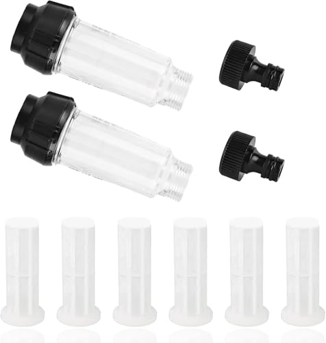 Wasserfilter Gartenschlauch, 2 Stück 3/4 Zoll Wasser Vorfilter mit 6 × Filtereinsatz & Schnelladapter, Wasserfilter Set Filter Gartenschlauch für Hochdruckreiniger Gartenbewässerung Wohnmobil von SUNOYA