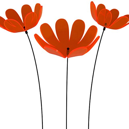 SUNPLAY Sonnenfänger Ringelblume in ORANGE, 3 Stück zu je 15 cm Durchmesser im Set + 70 cm Schwingstäbe von SUNPLAY