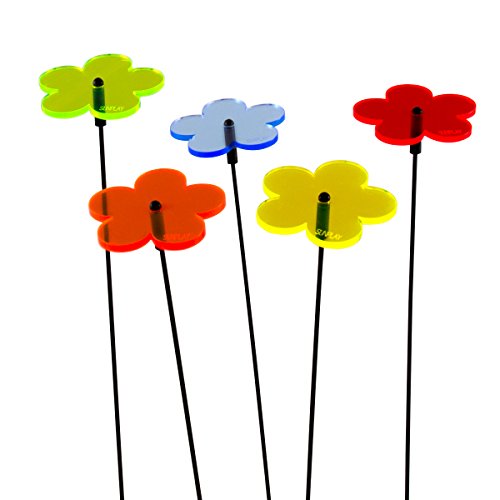 SUNPLAY "Sonnenfänger-Blumen im FARBMIX, 5 Stück zu je 5 cm Durchmesser im Set + 35 cm Schwingstäbe von SUNPLAY