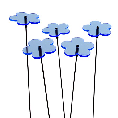 SUNPLAY "Sonnenfänger-Blumen in BLAU, 5 Stück zu je 5 cm Durchmesser im Set + 35 cm Schwingstäbe von SUNPLAY