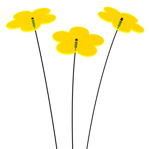 SUNPLAY "Sonnenfänger Blumen in GELB, 3 Stück je 10 cm Durchmesser im Set + 35 cm Schwingstäbe von SUNPLAY