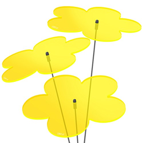 SUNPLAY "Sonnenfänger Blumen in GELB, 3 Stück je 20 cm Durchmesser im Set + 70 cm Schwingstäbe von SUNPLAY
