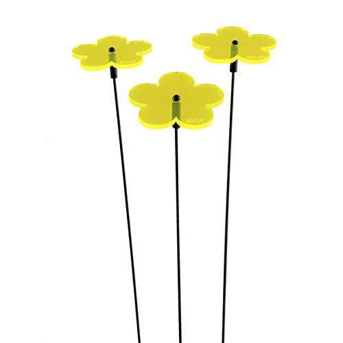 SUNPLAY "Sonnenfänger-Blumen in GELB, 3 Stück zu je 5 cm Durchmesser im Set + 35 cm Schwingstäbe von SUNPLAY