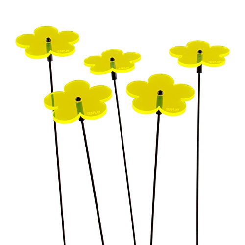 SUNPLAY "Sonnenfänger-Blumen in GELB, 5 Stück zu je 5 cm Durchmesser im Set + 35 cm Schwingstäbe von SUNPLAY