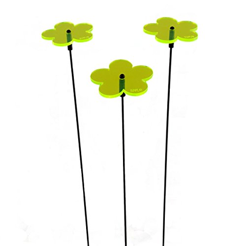 SUNPLAY "Sonnenfänger-Blumen in GRÜN, 3 Stück zu je 5 cm Durchmesser im Set + 35 cm Schwingstäbe von SUNPLAY