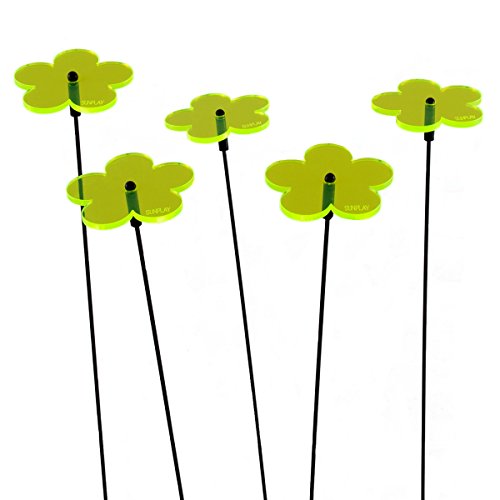 SUNPLAY "Sonnenfänger-Blumen in GRÜN, 5 Stück zu je 5 cm Durchmesser im Set + 35 cm Schwingstäbe von SUNPLAY