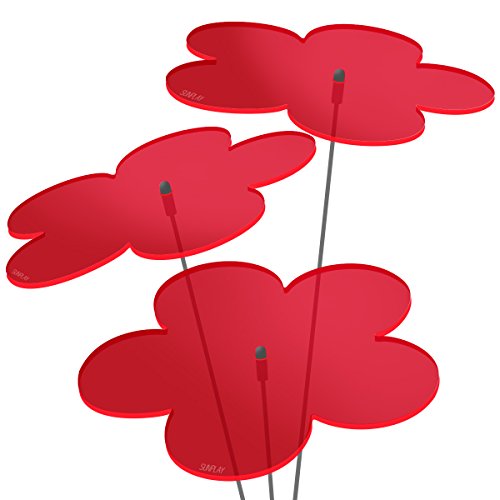 SUNPLAY "Sonnenfänger Blumen in ROT, 3 Stück je 20 cm Durchmesser im Set + 70 cm Schwingstäbe von SUNPLAY