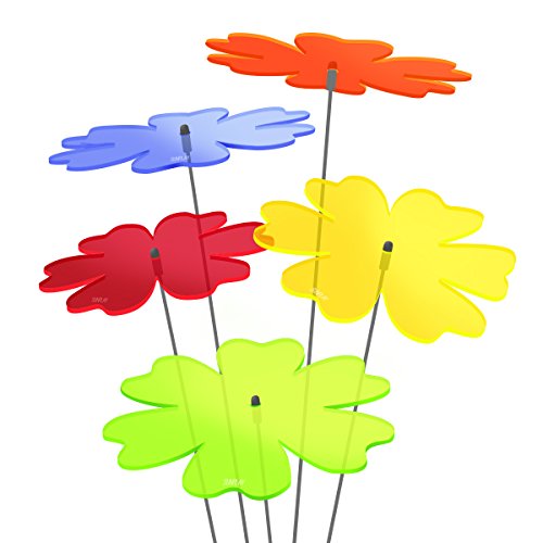 SUNPLAY Sonnenfänger Butterblume im FARBMIX, 5 Stück zu je 20 cm Durchmesser im Set + 70 cm Schwingstäbe von SUNPLAY
