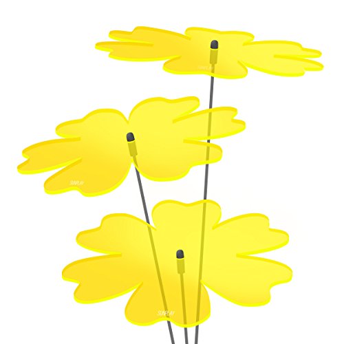 SUNPLAY Sonnenfänger Butterblume in GELB, 3 Stück zu je 20 cm Durchmesser im Set + 70 cm Schwingstäbe von SUNPLAY
