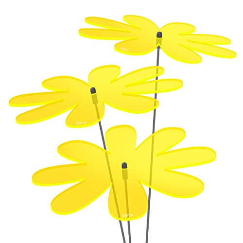 SUNPLAY Sonnenfänger Gänseblümchen in GELB, 3 Stück zu je 20 cm Durchmesser im Set + 70 cm Schwingstäbe von SUNPLAY