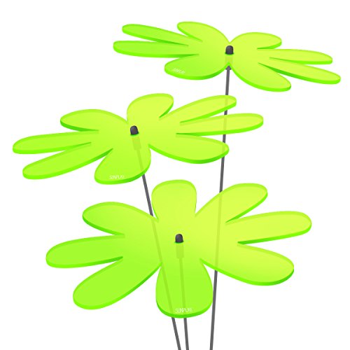 SUNPLAY Sonnenfänger Gänseblümchen in GRÜN, 3 Stück zu je 20 cm Durchmesser im Set + 70 cm Schwingstäbe von SUNPLAY