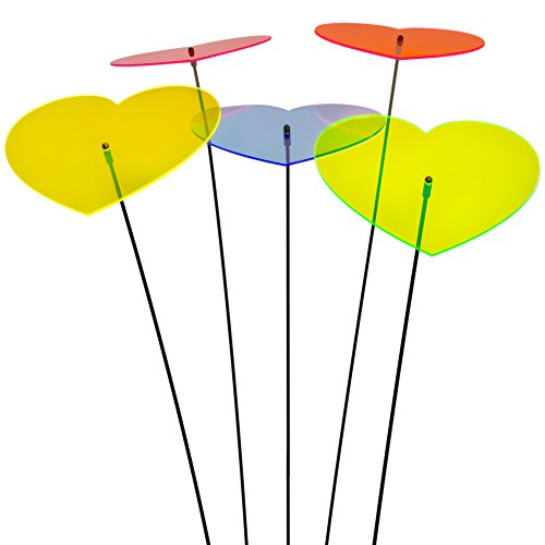 SUNPLAY "Sonnenfänger Herzen im FARBMIX, 5 Stück zu je 20 cm Durchmesser im Set + 70 cm Schwingstäbe von SUNPLAY