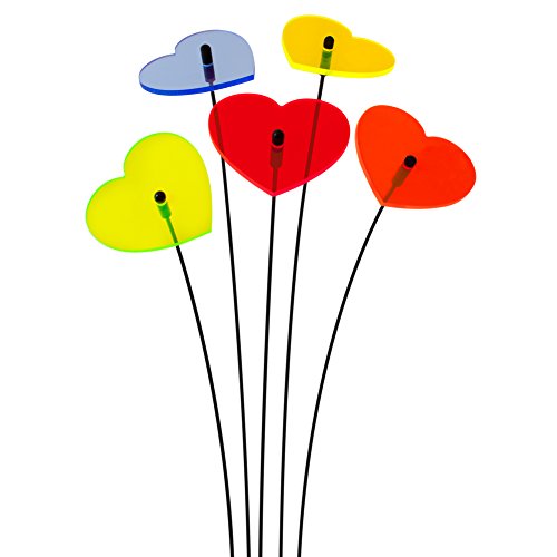 SUNPLAY "Sonnenfänger Herzen im FARBMIX, 5 Stück zu je 5 cm Durchmesser im Set + 35 cm Schwingstäbe von SUNPLAY