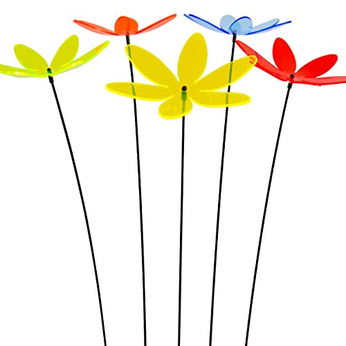 SUNPLAY Sonnenfänger Lotusblume im FARBMIX, 5 Stück zu je 20 cm Durchmesser im Set + 70 cm Schwingstäbe von SUNPLAY
