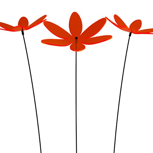 SUNPLAY Sonnenfänger Lotusblume in ORANGE, 3 Stück zu je 20 cm Durchmesser im Set + 70 cm Schwingstäbe von SUNPLAY