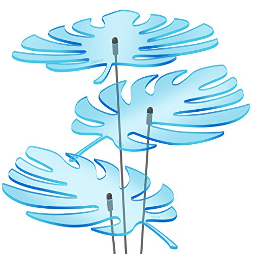 SUNPLAY Sonnenfänger - Palmen-Blatt Set - 3X Blau- Ø 20 cm Durchmesser + Schwingstäbe von SUNPLAY