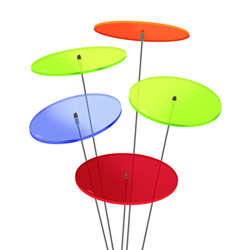 SUNPLAY "Sonnenfänger-Scheiben im FARBMIX, 5 Stück zu je 10 cm Durchmesser im Set + 35 cm Schwingstäbe von SUNPLAY