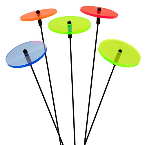 SUNPLAY "Sonnenfänger-Scheiben im FARBMIX, 5 Stück zu je 5 cm Durchmesser im Set + 35 cm Schwingstäbe von SUNPLAY
