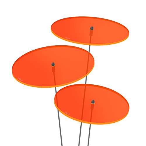 SUNPLAY "Sonnenfänger-Scheiben in ORANGE, 3 Stück je 10 cm Durchmesser im Set + 35 cm Schwingstäbe von SUNPLAY
