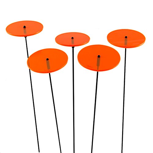 SUNPLAY "Sonnenfänger-Scheiben in ORANGE, 5 Stück zu je 7 cm Durchmesser im Set + 35 cm Schwingstäbe von SUNPLAY