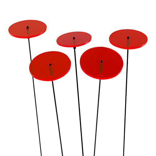SUNPLAY "Sonnenfänger-Scheiben in ROT, 5 Stück zu je 7 cm Durchmesser im Set + 35 cm Schwingstäbe von SUNPLAY