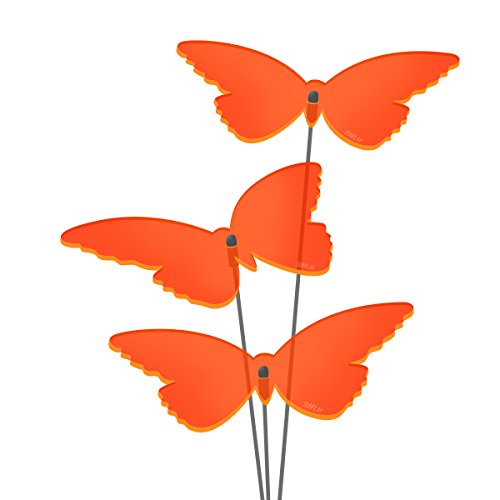 SUNPLAY Sonnenfänger Schmetterlinge Isabelle in ORANGE, 3 Stück je 10 cm Durchmesser im Set + 35 cm Schwingstäbe von SUNPLAY