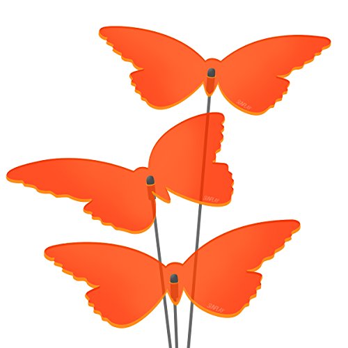SUNPLAY Sonnenfänger Schmetterlinge Isabelle in ORANGE, 3 Stück je 20 cm Durchmesser im Set + 70 cm Schwingstäbe von SUNPLAY