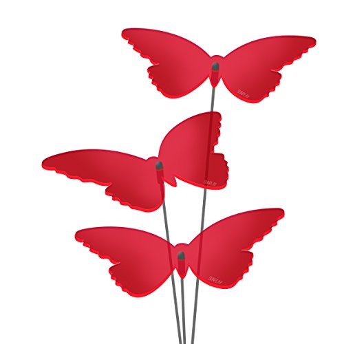 SUNPLAY Sonnenfänger Schmetterlinge Isabelle in ROT, 3 Stück je 10 cm Durchmesser im Set + 35 cm Schwingstäbe von SUNPLAY