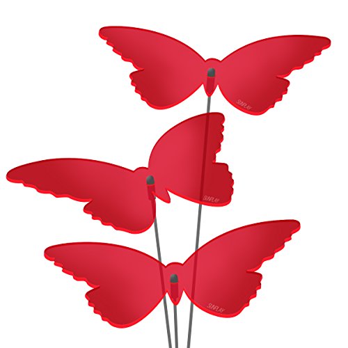 SUNPLAY Sonnenfänger Schmetterlinge Isabelle in ROT, 3 Stück je 20 cm Durchmesser im Set + 70 cm Schwingstäbe von SUNPLAY