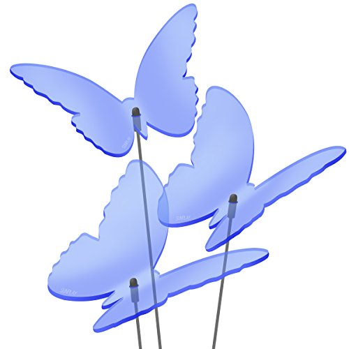 SUNPLAY Sonnenfänger Schmetterlinge Maddy in BLAU, 3 Stück je 20 cm Durchmesser im Set + 70 cm Schwingstäbe von SUNPLAY