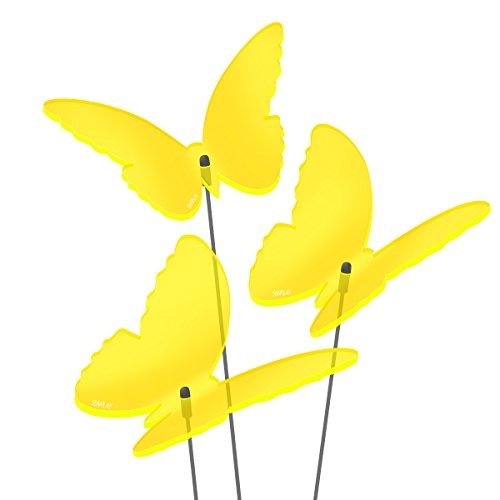 SUNPLAY Sonnenfänger Schmetterlinge Maddy in GELB, 3 Stück je 10 cm Durchmesser im Set + 35 cm Schwingstäbe von SUNPLAY
