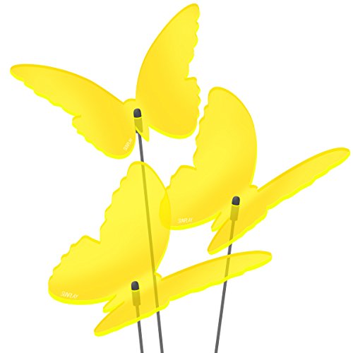 SUNPLAY Sonnenfänger Schmetterlinge Maddy in GELB, 3 Stück je 20 cm Durchmesser im Set + 70 cm Schwingstäbe von SUNPLAY