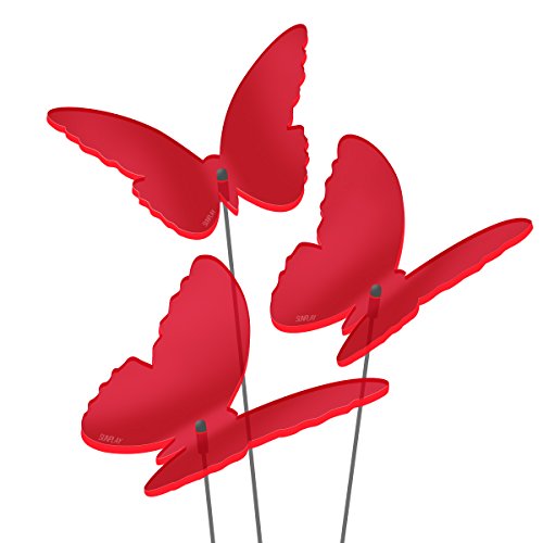 SUNPLAY Sonnenfänger Schmetterlinge Maddy in ROT, 3 Stück je 10 cm Durchmesser im Set + 35 cm Schwingstäbe von SUNPLAY