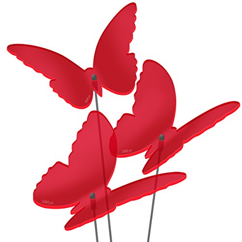 SUNPLAY Sonnenfänger Schmetterlinge Maddy in ROT, 3 Stück je 20 cm Durchmesser im Set + 70 cm Schwingstäbe von SUNPLAY