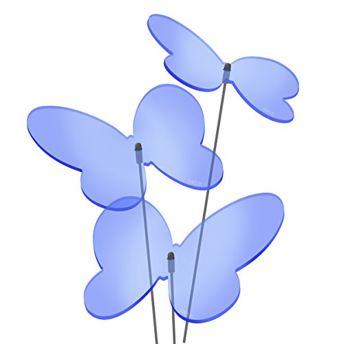 SUNPLAY Sonnenfänger Schmetterlinge Marie in BLAU, 3 Stück zu je 10 cm Durchmesser im Set + 35 cm Schwingstäbe von SUNPLAY