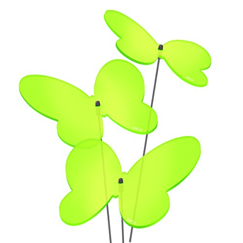 SUNPLAY Sonnenfänger Schmetterlinge Marie in GRÜN, 3 Stück zu je 10 cm Durchmesser im Set + 35 cm Schwingstäbe von SUNPLAY